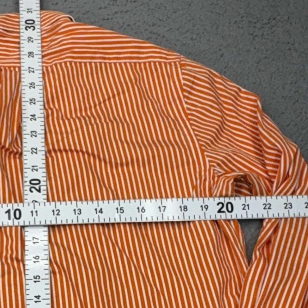 Polo Ralph Lauren Shirt Mens Medium Orange Striped 120s Poplin Button Down